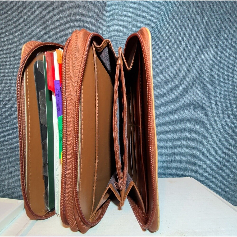Vintage Philippe Amiel 6 Ring Planner Map Print Zipper Wallet Phone Pouch Y2K - Picture 12 of 16